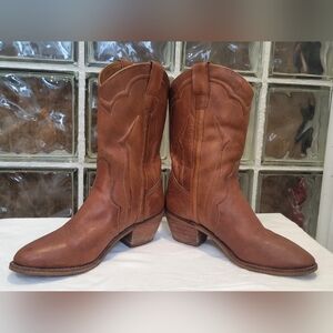 Circles Brown Leather Western Cowboy Boots Men’s 8.5 D Made in Brazil